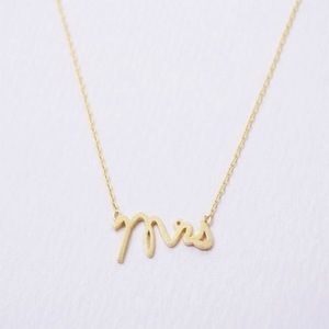 “Mrs.” necklace for newlywed bride